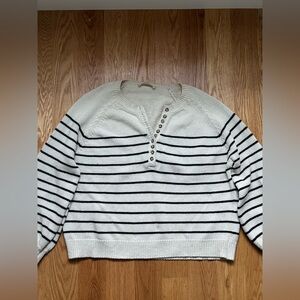 Sezane White and Black Striped Leontine S